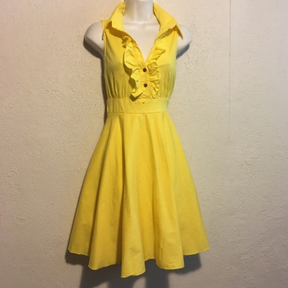 BAILEY BLUE DRESS SLEEVELESS YELLOW SIZE M - Picture 3 of 6